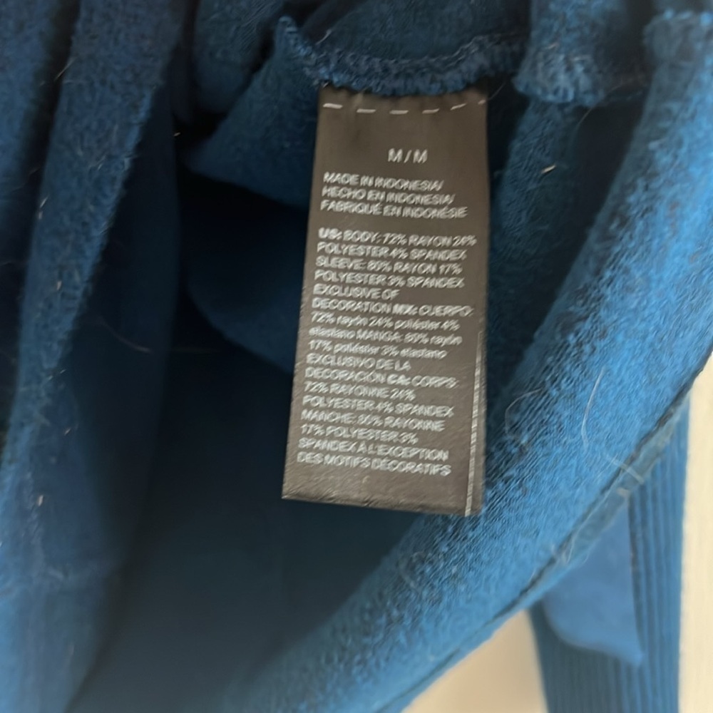 WHBM TIE-HEM PULLOVER. Blue. Slightly oversized. EUC. Size Medium. - Picture 8 of 9